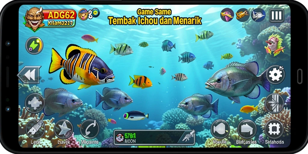 Gameplay seru di ADG62 dengan beragam ikan dan senjata.