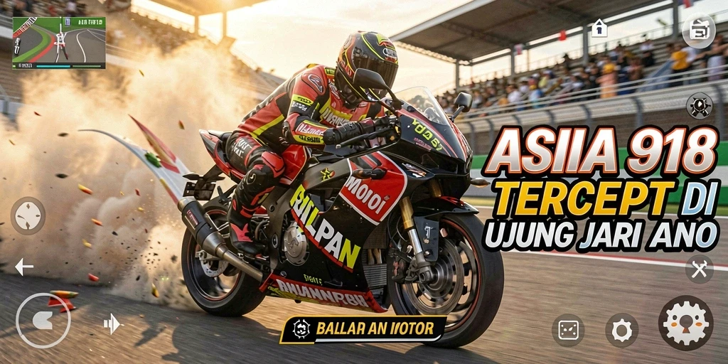 Gameplay seru dalam ASIA918 saat balapan motor cepat.