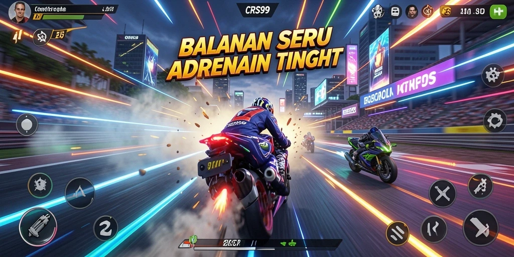 Gameplay Racing yang mendebarkan dalam CRS99 dengan mobil dan lintasan menarik.