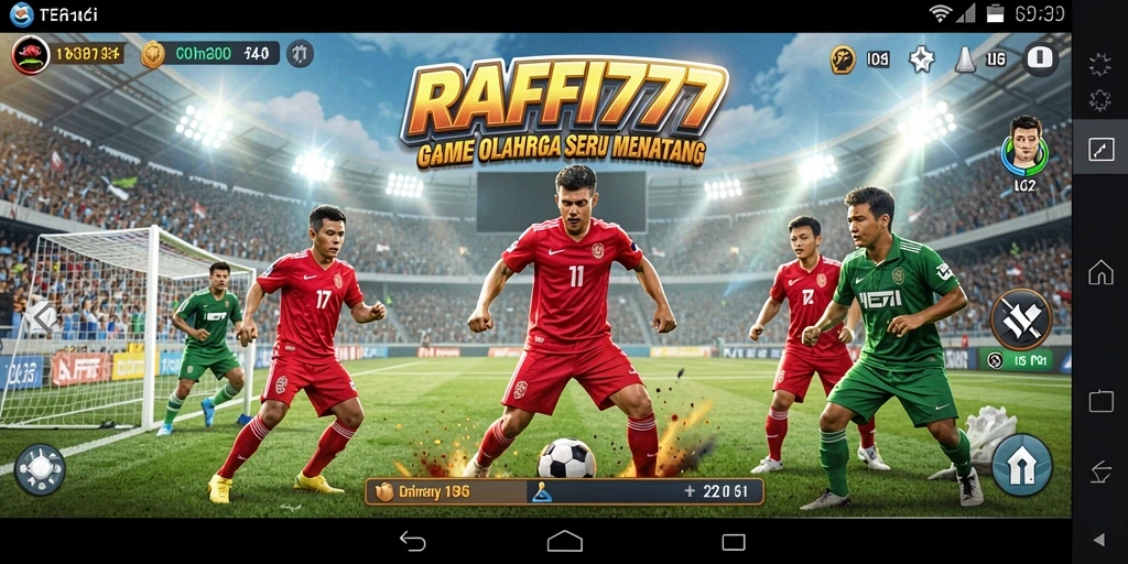 Tangkapan layar gameplay RAFFI777 dengan aksi olahraga yang mendebarkan.