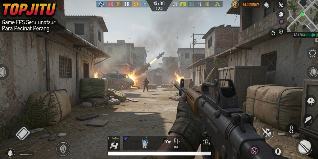 Tampilan gameplay mendebarkan dari TOPJITU saat pertempuran intens.